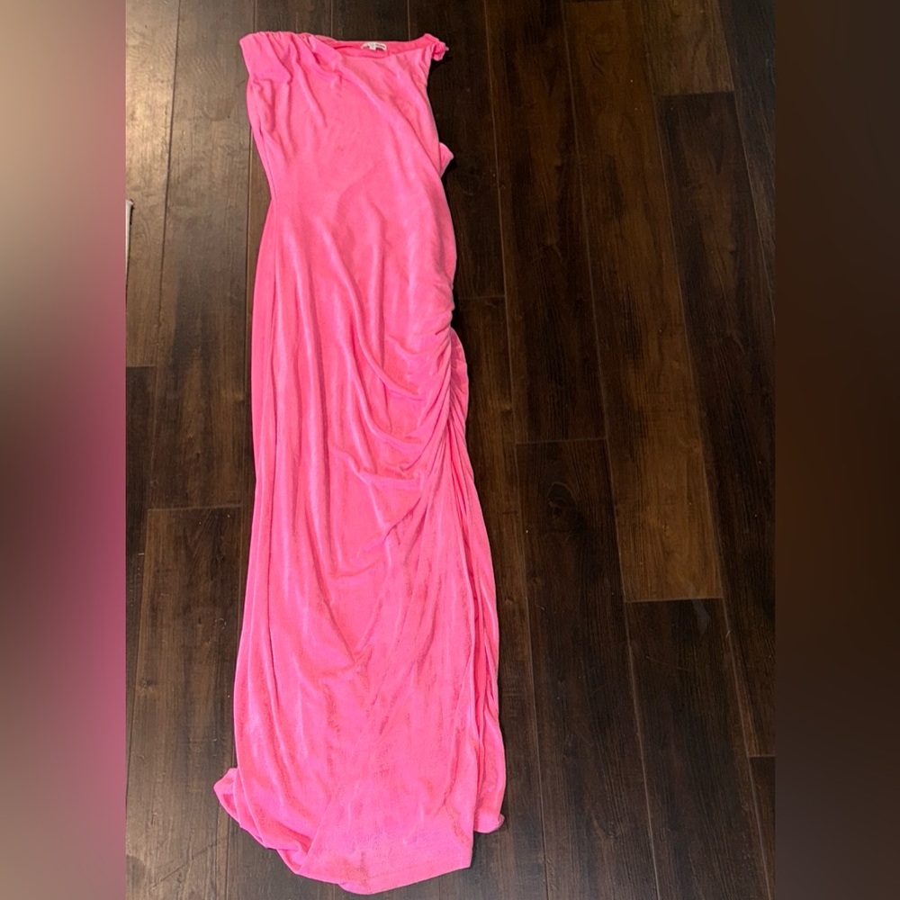 Fashion Nova Vibrant Pink Asymmetrical Dress - Picture 2 of 4